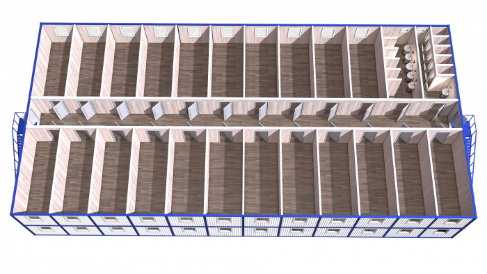 Модульное здание общежитие на 88 человек в 2 этажа Модель: ВМ-М07