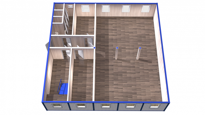 Модульное здание штаб строительства с туалетами в 2 этажа Модель: ВМ-М06