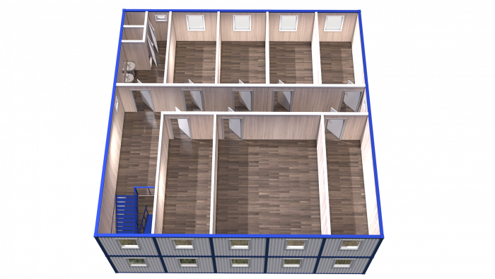 Модульное здание штаб строительства с туалетами в 2 этажа Модель: ВМ-М06